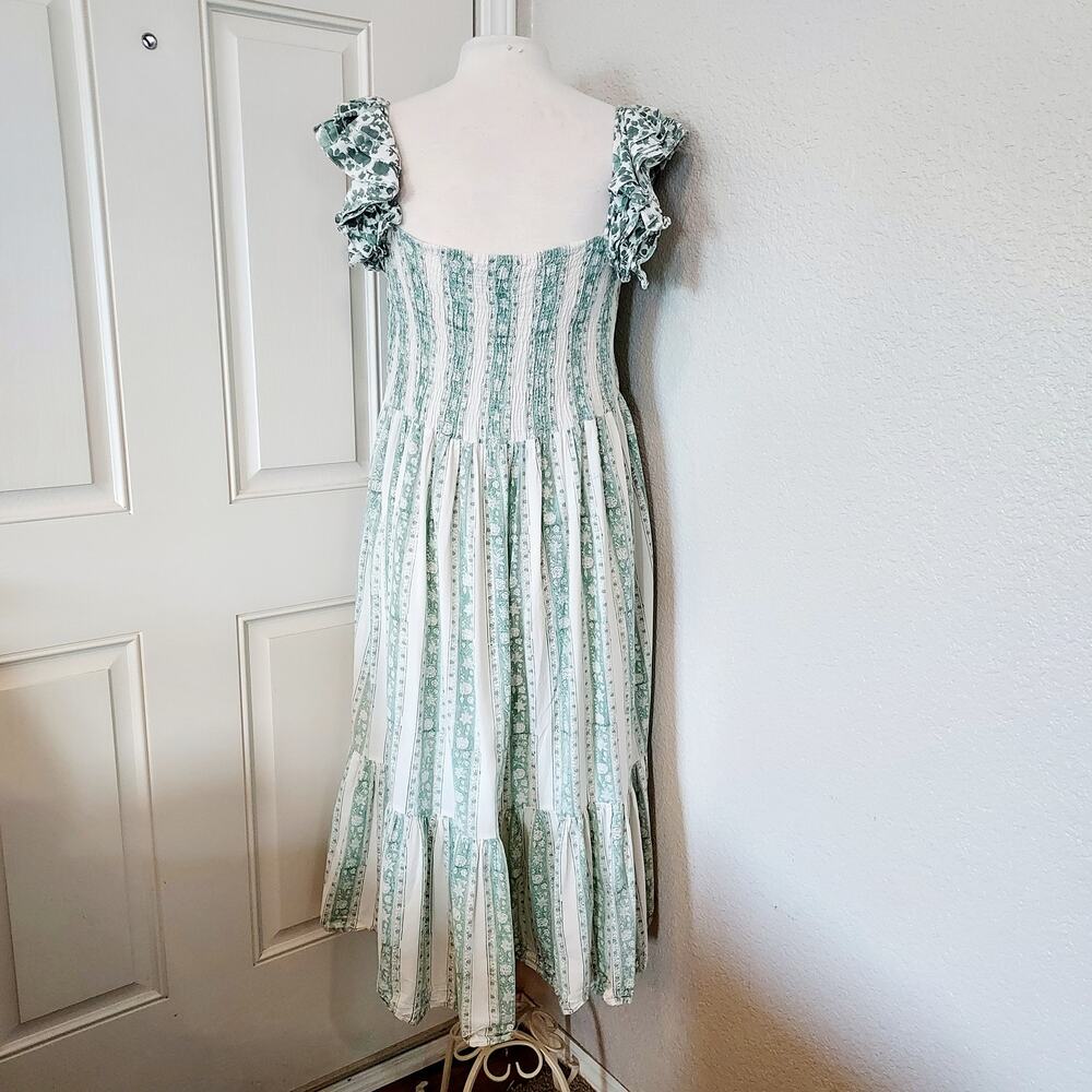 Mille Resort & Travel Mint Green & Cream Tiered Maxi 'Olympia' Dress Size M - Picture 2 of 13